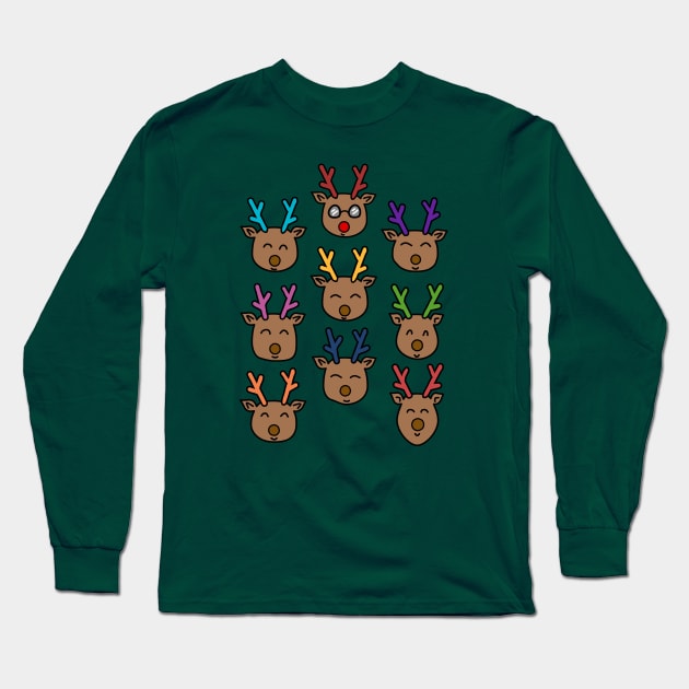 Santa's Reindeer Long Sleeve T-Shirt by bluevolcanoshop@gmail.com